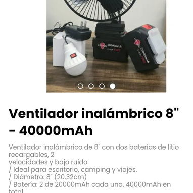 Ventilador inalámbrico 8" - 40000mAh - 4/4