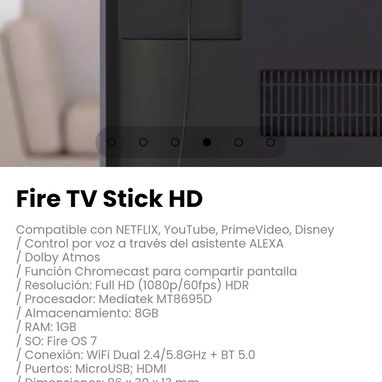 Fire TV Stick HD Compatible con NETFLIX, YouTube, PrimeVideo, Disney - 3/5