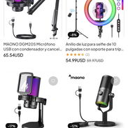 Micrófonos y aros de luz con trípode para creadores de contenido - Img 56766328