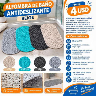 🛁 ALFOMBRA DE BAÑO ANTIDESLIZANTE BEIGE. TEBEMOS MENSAJERÍA CON FACTURA Y GARANTÍA. TL 44833699 - 2/2