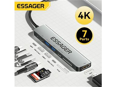 ⭕️ Adaptador USB Tipo C Essager 100% Original Adaptador HDMI 4K ✅ Extensión Hub Regleta Hub USB Tipo C OTG GAMA ALTA - Img main-image-44722651
