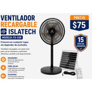 VENTILADOR RECARGABLE 16" SOLAR con USB para cargar otos dispositivos - Img 56153943