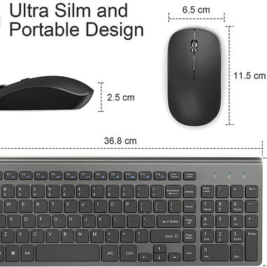 JOYACCESS Teclado y Mouse Inalámbricos 2.4G – Combo Ergonómico Delgado con Nano Receptor USB para PC, Laptop y Windows - Img 123373847
