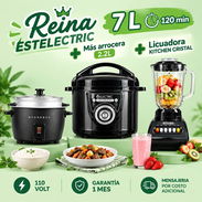 Combo de Olla a Presión Eléctrica 7L + Arrocera 2.2L + Licuadora Kitchen Cristal - Img 57519316