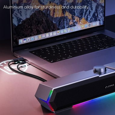 🔊 Altavoces LENRUE G11 para PC y Laptop – Sonido Estéreo y Diseño Gaming. Bocina Barra de sonido 🌐 46 USD - 4/8