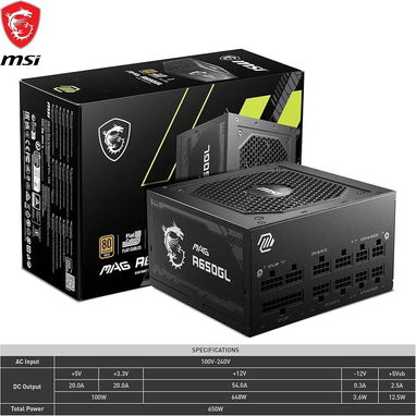 💥 FUENTE MSI MAG A650GL 650W 80+ GOLD FULL MODULAR 💥 ⚡ Fuente de alimentación MSI MAG - Img 123684814