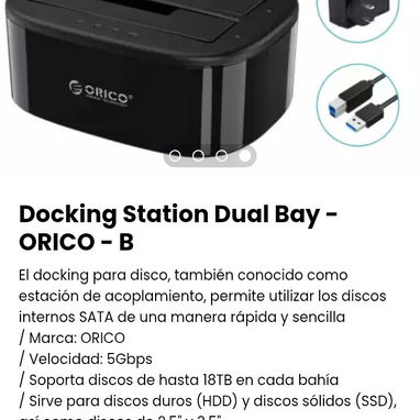 Docking Station Dual Bay - ORICO - B. Estación de acoplamiento, permite utilizar los discos internos SATA. Nuevo - Img 108505693