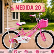 Bicicletas medida 20 para las niñas timbre,cesta y parrilla acolchonada morada rosada claro y fresa fucha nuevas en caja - Img 56869809
