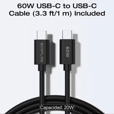 EF ECOFLOW Cargador USB C Rápido de 20W GaN con Cable, Enchufe de Carga Rápida Tipo C Compatible con iPhone 15/15 Pro/14 - Img 127359829