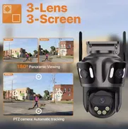 Cámara IP WIFI de tres pantalla para exteriores, cámara PTZ de triple lente 4K, detección humana Ai IP66, cámara de seg - Img 49638347