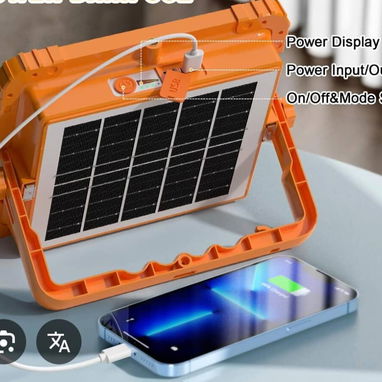 ✨ Lámpara recargable con panel solar y entrada para cargar el móvil  Medidas: 21cm*17cm (12000mah)  Precio: 20 usd 📲 56 - 2/2