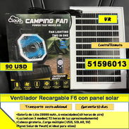 FG-VR-726-Ventilador Recargable F6 con panel solar .....90 USD...51596013..Transporte costo adicional...Garantia 10 dias - Img 56500874