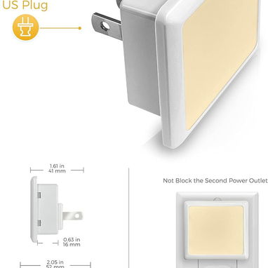 Lampara Luz nocturna, luces nocturnas enchufables a la pared,sensor de atardecer a amanecer, luz nocturna - 4/8