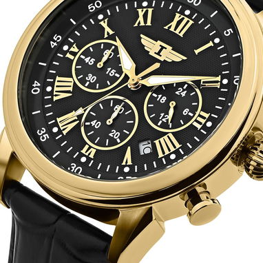 Reloj INVICTA cronógrafo 90242-003 Cuarzo Japonés, Caja 44mm en ORO ROSA y manillas de cuero legítimo negras NUEVO. - Img 126016526