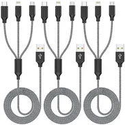 Cable 3 en 1 MFi Certificado 1.2m Nylon Trenzado Para iPhone/Android — Súper Resistente Envío + Garantía - Img 52470982