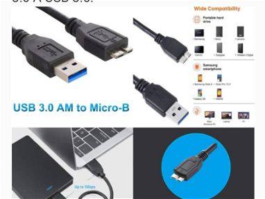 CAble USB 3.0 A Micro B para disco duro externo de Western Digital TOSHIBA Lacie Seagate. - Img main-image-45735497