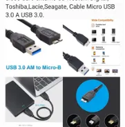 Cable USB 3.0 A Micro B para disco duro externo de Western Digital TOSHIBA Lacie Seagate. - Img 46076331