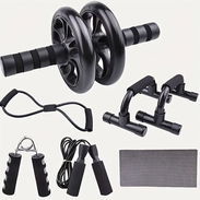 Kit de ejercicios rodillo abdominal barras push-up ejercitador suiza nuevo en caja - Img 56946090