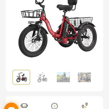 `🛵 𝐁𝐈𝐂𝐈𝐂𝐋𝐄𝐓𝐀 ⁠ELÉCTRICA DE TRES RUEGAS ESKUTE T300 PLUS 🛵`  ⚙️ ESPECIFICACIONES  • ⁠48 Volt  • ⁠13 Ampere  • - 4/4