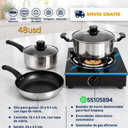 Combo de Cocina de Gas + Juego de Calderos - Img 57619482