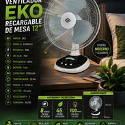 🍀RECARGABLE 🍀 VENTILADOR DE MESA EKO 12" RECARGABLE. MENSAJERÍA Y 6 MESES DE GRANATÍA. 📲 54833699 - Img 55770570