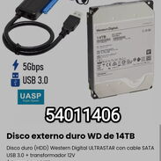 !!Disco externo duro WD de 14TB/ Sellado/ (HDD) Western Digital ULTRASTAR con cable SATA USB 3.0 + transformador 12V!! - Img 45601150