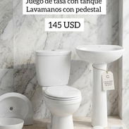 Juego de tasa con tanque Lavamanos con pedestal - Img 55384098