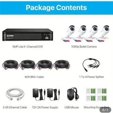 Kit de Sistema de 8 Cámara de Seguridad marca Zosi, 8 canales, 2MP HD, DVR Lite 5MP(no incluye disco de almacenamiento) - Img 126897334