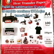 Papel de sublimacion, tamaño A4 en 12 usd o al cambio, el paquete trae 100 hojas ,100gsm, , llamar o escribir por whats - Img 58186643