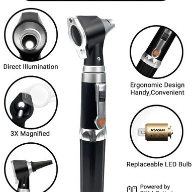 🩺 Otoscopio Médico Profesional 💡 Con Lámpara 🔍 3 Magnificaciones ✨ 4 Herramientas de Diagnóstico 🎁 Estuche Negro - Img 120746850