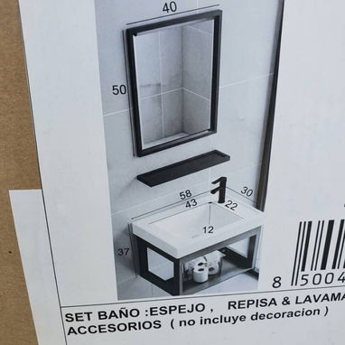 Mueble de baño con espejo rectangular - 2/2