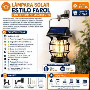 LĂMPARA SOLAR CON SENSOR DE MOVIMIENTO - Img 128164796