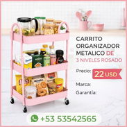 Metálico / Rosado / Carrito Organizador Metálico de 3 Niveles - Img 55646586