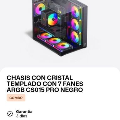 Chasis con cristal templado y 7 fanes ARGB CS015 pro blanco y negro - 2/2