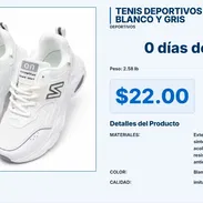 TENIS DEPORTIVOS UNISEX BLANCO Y GRIS - Img 56377803