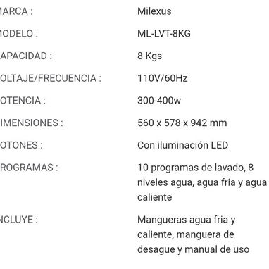 LAVADORA AUTOMÁTICA 8 KGS MILEXUS - Img 119182528