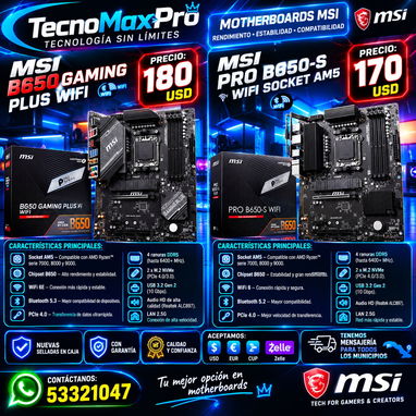 MOTHERBOARDS MSI B650 GAMING PLUS WIFI Y MSI PRO B650-S WIFI 🔥 🎮 ¡POTENCIA PARA TU PC GAMING! 🚀📲53321047 - 2/2