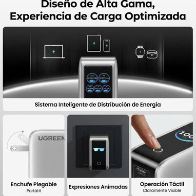 UGREEN NEXODE PRO 100W ORIGINAL | 5 PUERTOS + PANTALLA TÁCTIL - 5/7