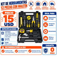 KIT DE HERRAMIENTAS DE 12 PIEZAS CON MALETÍN, Entrega por un mínimo costo adicional para toda La Habana - Img 58234040