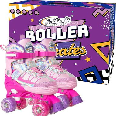 🍒Nattork Patines Ajustables para Niños y Niñas – Rosado🍒 - 3/5
