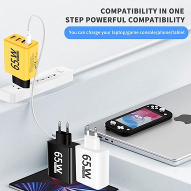 🔌​ CARGADOR 65 WATT 🔌​  4 SALIDAS - 2 TIPOC 2 USB 🔌​  -- PLUG AMERICANO 🔌​ -- 5.8872360 - Img 104316673