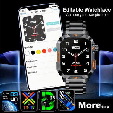 Smartwatch o Reloj Inteligente de Hombre con Linterna y múltiples funciones, Modelo HT26. Nuevos en caja. - 7/8