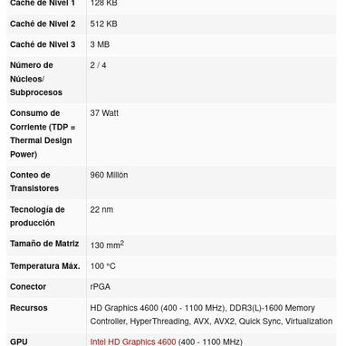 Microprocesador Intel Core i3-4000M @ 2.40GHz de 4ta Gen para LAPTOP (Socket 1364 FC-BGA) en 3000 CUP - Img 118136193