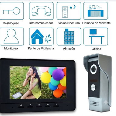Sistema de Videoportero con Monitor LCD 7” y Cámara Exterior HD con Visión Nocturna 🌐 Timbre con pantalla y micrófono - Img 124934460