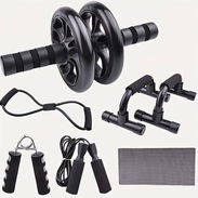 Kit de ejercicios rodillo abdominal barras push-up ejercitador suiza nuevo en caja - Img 56946273