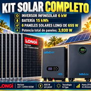 Combo de energía solar infini solar con inversor de 6kw y batería de 15kw con 6 paneles longi de 655w bifaciales - Img 58434468