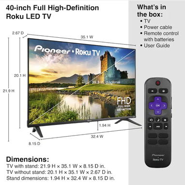 Pionner Smart Roku TV 40" Full HD 1080P LED WiFi HDMI Dolby Audio 🌐 - 7/10