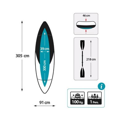 📌 Kayak Excursión Pro – Medidas: 3.05m × 91cm × 46cm. - 2/2