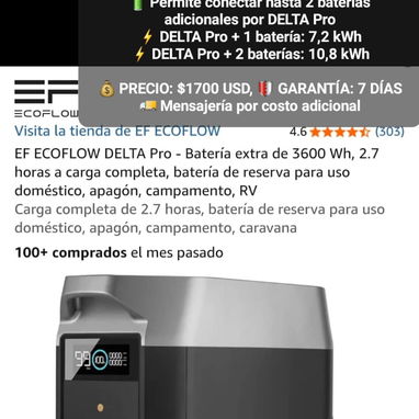 Baterías extra para Ecoflow delta 2, delta 3, delta 3 plus, delta 3 1500, delta pro, delta pro 3, Gnercell - 2/4