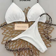 Juego de bikini hilo en blanco talla M - Img 55347477